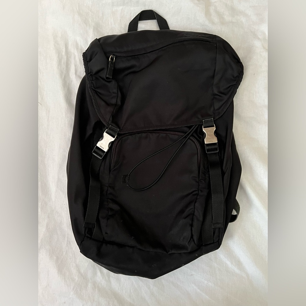 Prada Double Buckle Tessuto Backpack